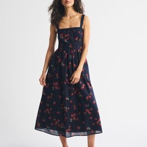 Abercrombie & Fitch Emerson - Dark Blue Strawberry Midi Dress